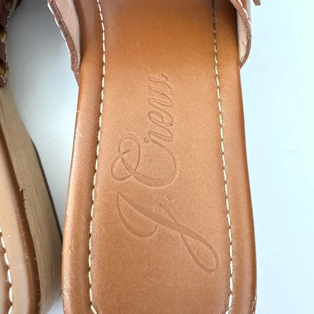 J. Crew Womens Double Strap Sandals Size 9 Leather Neutral Buckle Minimal Brown